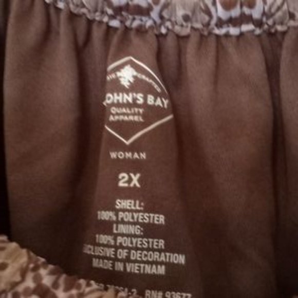 St. John's Bay Women's Sheer Print Lined Blouse - Size (2X) - Brown - Polyester - Picture 3 of 4